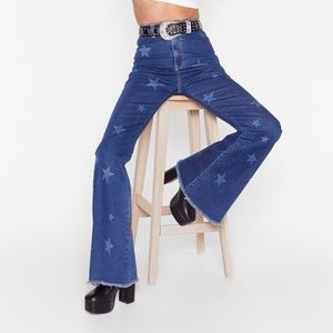 nasty gal high waisted flare star jeans